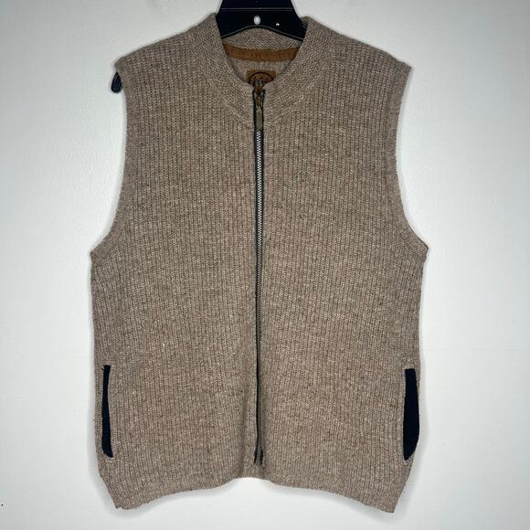 Vintage REI Brown Wool Sleeveless Zip-Up Cardigan Sweater Vest Mens M Ivy League - Picture 1 of 11